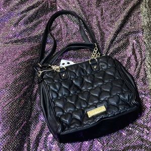 Betsey Johnson Black Heart Leather Purse For Sale!!